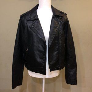 New Women's Large Black Faux Leather Jacket